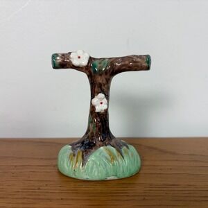 Vintage Made in Japan Porcelain Tree Branch Figurine Cherry Blossom Floral Brown